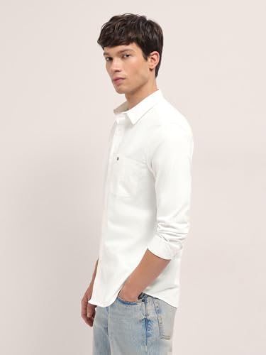 Image of THE BEAR HOUSE Men's Blue Tailored Fit Full Sleeve Cotton Solid Shirt