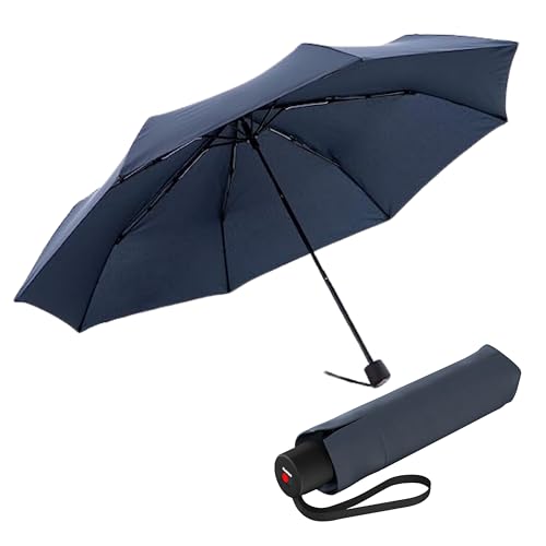 Knirps A.050 Guarda-chuva de viagem manual aberto para adultos – Ultraleve, compacto, à prova de vento, cobertura de 98 cm, estojo de viagem incluído, Azul marino, 38.5 inches diameter, 25 inches