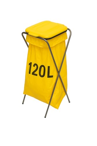 gardivo Müllsackständer 120 l, Müllsackhalter, Ständer für Müllsäcke, Abfalltrenner Müllbeutelhalter rostfrei, Klappe mit Beutelhalter, innen außen (Gelb)