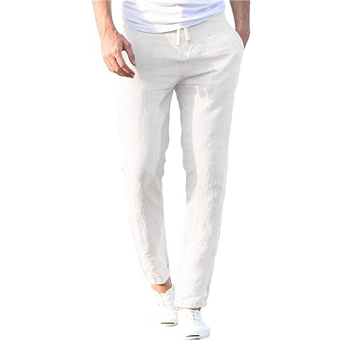 Men'slinen Pantsnew Breathable Solid Color Linen Trousers Fitness Streetwear