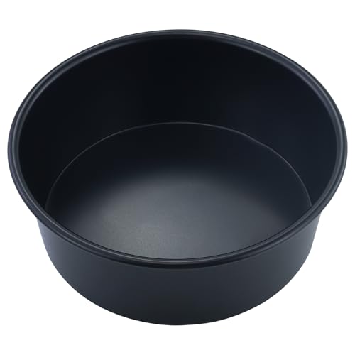 8 inch Deep Cake Tin for Baking, Stainless Steel Non-Stick Cake Pan for Baking Roasting Serving, Birthday Wedding Layer Round Cake Tins, Healthy & Non-Toxic, Rust Resistant (20cm, Black)