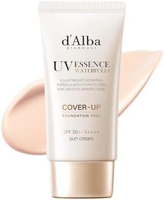 （03:30時点） 【d'Alba公式】トーンアップ UVエッセンス サンクリーム - SPF50+/PA++++ 化粧下地 日焼け止め 美容液 汗と水に強い ウォータープルーフ イージーウォッシャブル 一度に落とせる ファンデフリー 紫外線 敏感肌 乾燥肌 低刺激 顔 全身用 ヴィーガン (カバーベージュ 50ml)