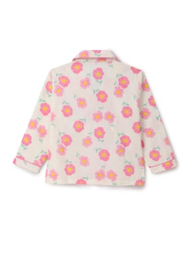 Image of Girls Premium Cotton Full Sleeves Printed Nightsuit Set | Collar Style Night Dress for Girls | Soft & Breathable Pajama Set | Trendy Kids Sleepwear & Nightwear
