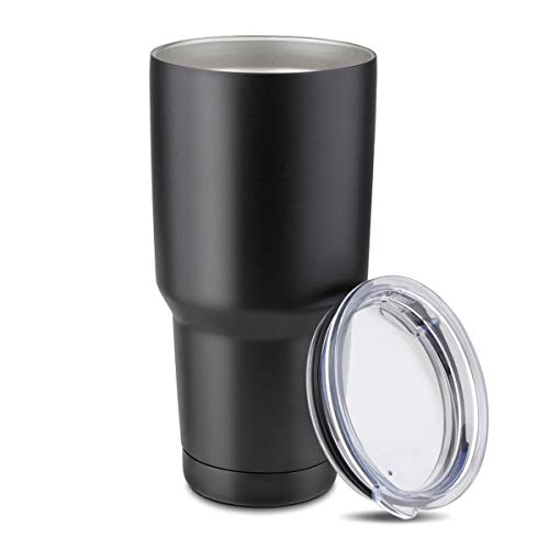 COMOOO 30oz/8Pack Double Wall Vacuum Insulated Travel Mug - Stainless Steel Tumbler with Lid Coffee Cup for Cold & Hot Drinks (Black, 8)