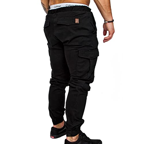 Mens Cargo Pants Casual Lightweight Elastic Waist Drawstring Jogger Pants with Pockets3