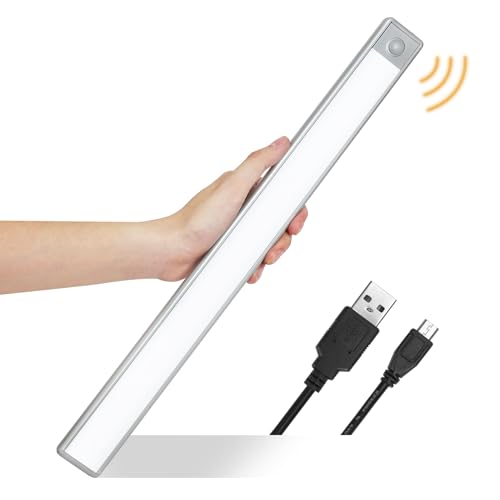 EverBrite Under Cabinet Light Motion Sensor 70 LED 2400mAh Li-ion Battery USB Rechargeable Wireless Under Counter Lighting Ultra Thin LED Light for Closet Cabinet and Hallway