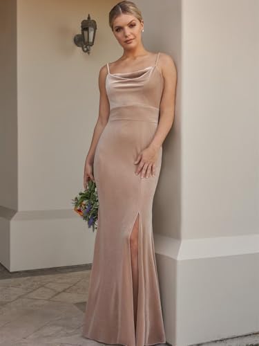 Bedlover Velvet Bridesmaid Dresses Back Self Tie Bow for Women Long Formal Party Gowns with Slit4