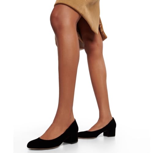 MOOMMO Women Vintage Chunky Block Heel Velvet Pumps Round Closed Toe Slip On 2" Low Thick Heels Dress Shoes Fashion Office Work Pump Basic Shoe Classic Spring Elegant Wedding Party 4-11 M US3