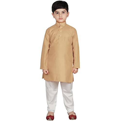 Image of SG YUVRAJ Raw Silk Kurta Set for Boys