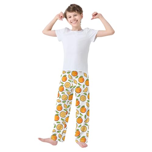 ZZXXB Orange Fruit Boys Long Pants Soft Trousers Elastic Waist Kids Lounge Bottoms with Pockets S-XL2