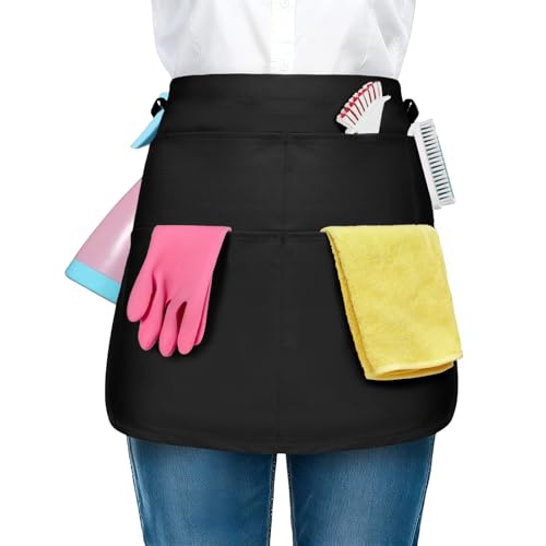 BOHARERS Cleaning Apron 5-Pocket Waterproof Professional Cleaning Apron For Housekeeping Made for Pro Cleaners (black)