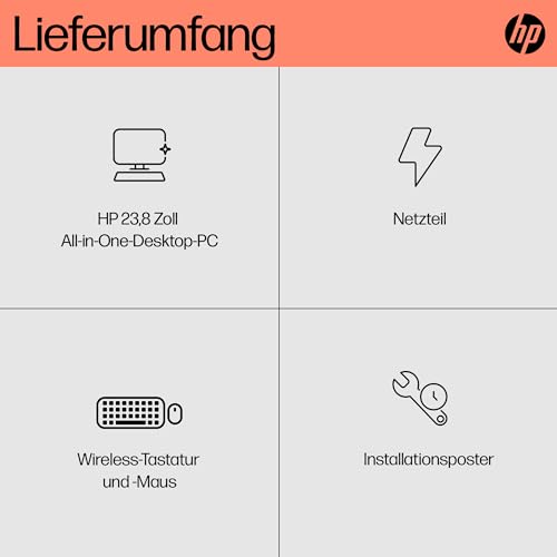 HP All-in-One-PC, 23,8 FHD-Touchscreen, AMD Ryzen 5 7520U, 16 GB DDR4 RAM, 512 GB SSD, AMD Radeon-Grafik, Windows 11 Home, QWERTZ, Weiß