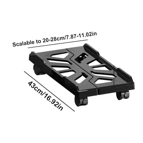 Soporte móvil para torre de computadora negro y blanco, ajustable, con 4 ruedas giratorias, soporte ventilado para CPU bajo el escritorio (negro) miniatura 2
