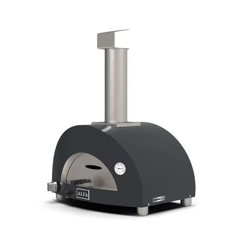 Alfa Forni Barbecue a carbone di Marca Modello Moderno 2 Pizze Legno Ardesia Grey