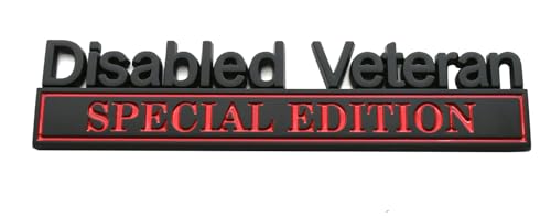 Image of 2pcs Disabled Veteran Special Edition Emblem Car Decal, Warrior Soldier 3D Sticker, Disabled Veteran Special Edition Letters Car Badges, Accessories (Black Red)
