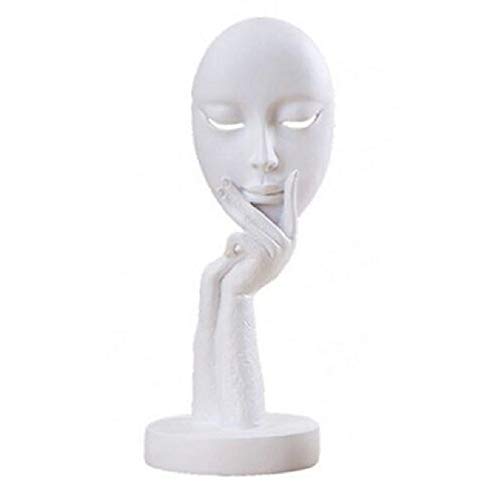 Escultura femenina moderna minimalista cara, resina creativa, meditación humana, estatua tallada a mano adornos de decoración tamaño pequeño blanco