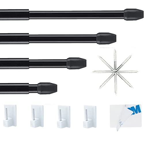 4 barras de cortina extensibles sin taladrar, para tienda, armario, ventana, cocina, proyectos de bricolaje (30-50 cm, negro)