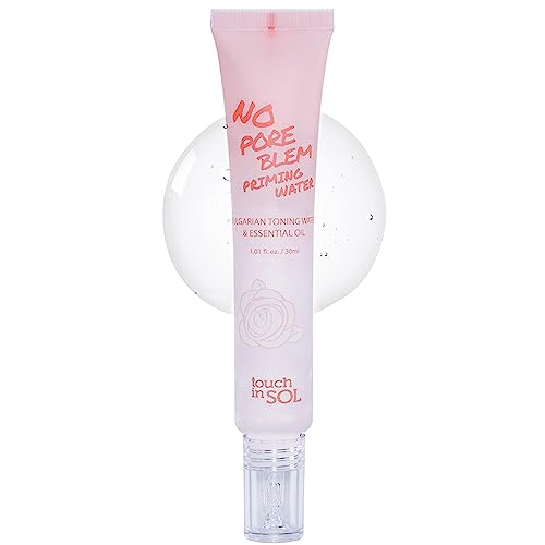 TOUCH IN SOL No Pore Blem Priming Water 1.01 fl.oz. (30ml) - Bulgarian Rose Multi Water Oil with High Makeup Adherence, Skin Soothing & Vitality, Mix with Foundation & BB Cream, Face and Body, Hair