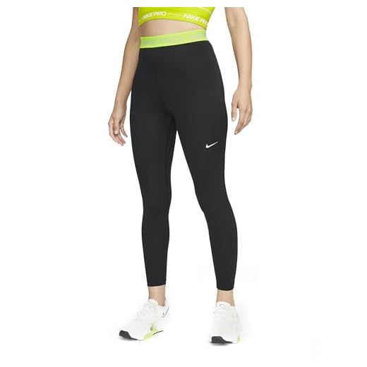 Nike W NP 365 Tight 7/8 HI Rise Leggings, Black/Volt/White, M para Mujer