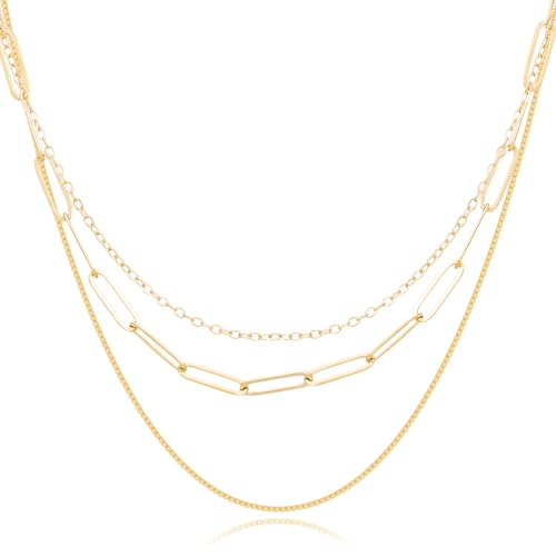 THEEVE Layered Necklaces for women | 14K Gold & Silver Plated Dainty Necklace for Women with Bracelet | Small Love Waterproof Chain Necklaces for Women
