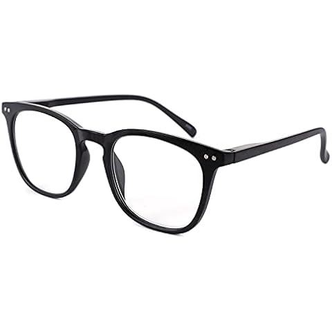 JiSoo Reading Glasses 1.75 Women/Men Designer Black Readers 1.75, Ladies Reading Glasses with Spring Hinge, Black Cover