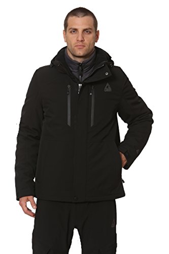 Gerry Mens Jakets 3-in-1 Water/Wind Resistant Systems Jacket with Removable Hood and Detachable Inner Puffer Jacket (Black, Medium)