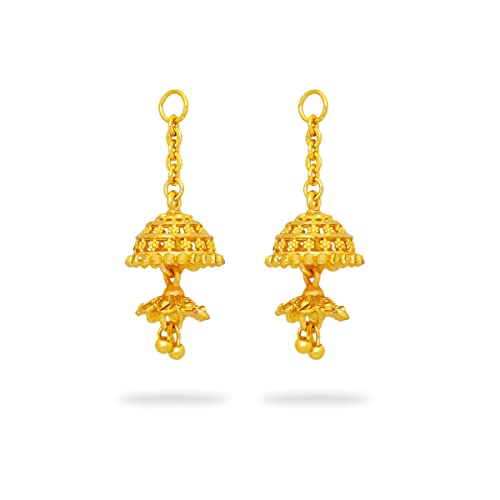 Image of Traditional Jewellery Gold Ethnic Stylish South Indian Screw Back Studs Round Flower Ear Jhumkas Jhumka Earrings Set For Women girls Gold ERG 1645,1119