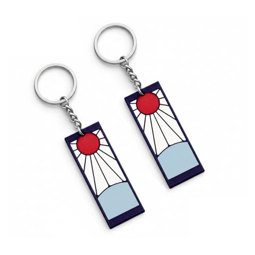 Pack of 2 Anime Inspired Minimal Keychain & Bag Tag | Double Sided Design | Waterproof Washable | Durable Eco-Friendly Bioplastic | Lightweight Keyring for Backpack (Black Wall)
