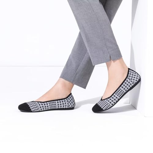 Image of Frank Mully Women's Ballet Flat Shoes Knit Dress Shoes Round Toe Slip On Ballerina Flats for Woman Low Wedge Comfort Soft