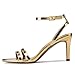 LingxiaUne Gold Heels for Women Strappy Heels With Sexy Open Toe Square Stiletto Heel Sandals Fashionable Elegant