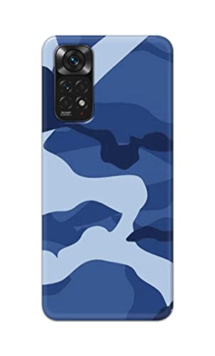 Image of Printed Hard Back Cover Case for Mi Redmi Note 11 4G Back Cover (Army Blue Pattern) -702