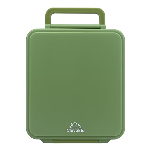 Image of Bento Mega Lunch Box with Carrying Handle 4 No-Mix Compartments | Microwave & Dishwasher Safe | for Adult, Preschool, School 1600ML /54 OZ (Green Leaves)