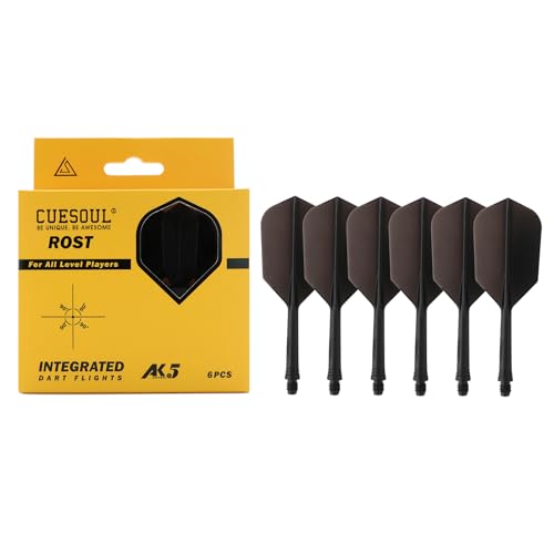 CUESOUL Rost Eje y Plumas para Dardos Integrados,Color Puro,Forma Delgada/Pera/ala Grande,Juego de 6 uds.