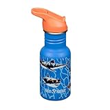 Klean Kanteen 12 oz Classic Kid's Water Bottle with Flip Seal Sport Cap & Straw - 100% Leakproof Cap - Durable Stainless Steel Material - Lightweight & Easy-Grip - BPA-Free - Sharks in Shades