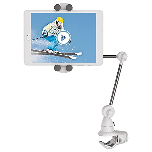 Barkan Supporto per tablet per dispositivi da 4 a 12 pollici, portatile, multi-posizione, rotazione a 360 gradi, compatibile con Apple iPad/Air/Mini, Samsung Galaxy Tab, morsetto solido, per