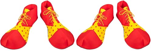 Boland- Clownschuhe 55519-Zapatos de Tela de Payaso, 1 par, talla única para Adultos, amarillo-rojo, cubrezapatos, Accesorios, Carnaval, Halloween, Fiesta temática, Color (55519)