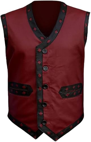 James Remar Worrior Ajax Embroidered Biker Leather Vest2