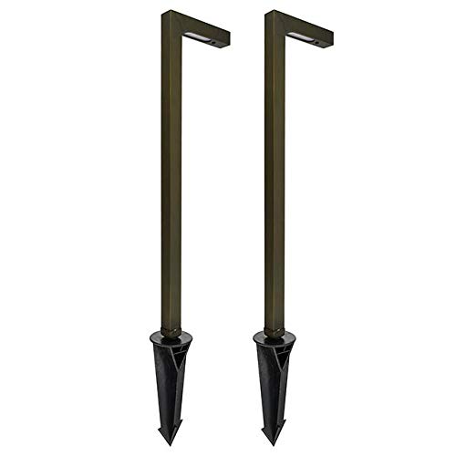 MarsLGBRS3 Contemporary Solid Brass Low Voltage Landscape Accent Path and Area Light in Antique Bronze Finish, Ground Spike and Free G4 LED Bulb (2-Pack), 36PL03BSx2