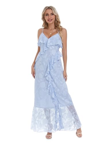 Sleeveless Strap Ruffle Gardenparty Summer Holiday Maxi Dress