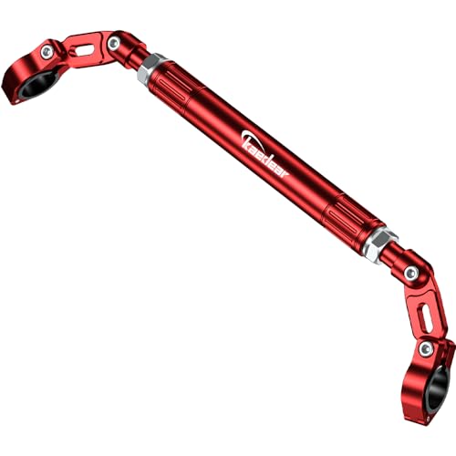 Kaedear(カエディア) ハンドルブレース バイク クランプバー ブレースバー マルチバー ハンドル径 22mm 長さ 290〜430mm 傷つき防止アタッチメント ダブルウィッシュセンターバー KDR-HB2L-R (レッド)