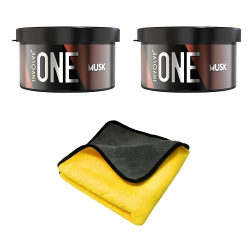 Involve your senses One Fiber Combo - Musk Car Perfume(Pack Of- 2) & Microfiber Cotton Cloth|Car Air Freshener|Car Accessories Interior