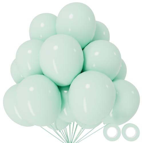 110pcs Pastel Green Balloon 12 Inch Pastel Green Latex Balloons for Birthday Party Baby Shower Wedding(with 2 Ribbons).