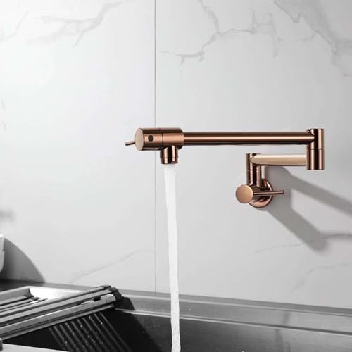 Grifo de cocina plegable de pared de doble mando oro rosa LWX 4