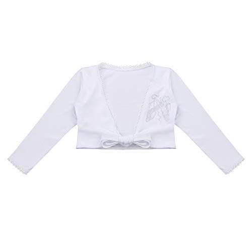 Hansber Kids Girls Classics Long Sleeve Front Knot Cotton Wrap Top Ballet Dance Ballerina Cardigan Sweater3
