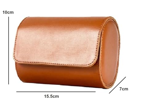 Image of Zollyss Zolyss Luxury Watch Travel Case, Brown Leather, Roll Organizer with Snap Closure (2 Slot)