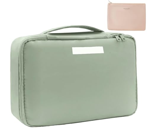 Bolsas para maquiagem bolsa organizadora de maquiagem bolsa de maquiagem compacta bolsa de cosméticos bolsa de higiene para mulheres e homens, verde