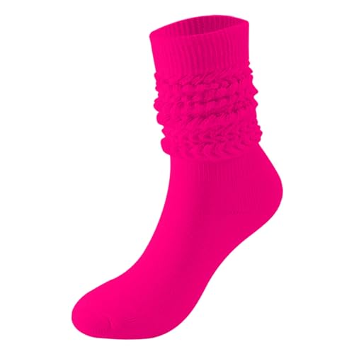 Generisch Slouch Calcetines para mujer hasta el muslo calcetines para botas suaves calcetines divertidos para hombre, Rosa intenso., Talla única