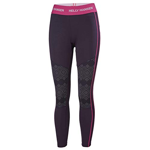 Helly Hansen Women's HH LIFA Active Graphic Print Lightweight 2-Layer Moisture Wicking Tech Thermal Baselayer Pant Bottom, 680 Nightshade Dotted Print, X-Large