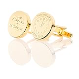 Personalised Gold Round Cufflinks In Leatherette Case - Engraved With Your Custom Text