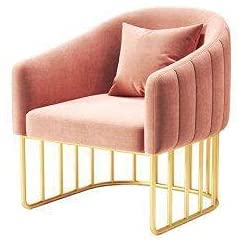 UmatouModern Accent Velvet Chairs Comfy Upholstered Arm Chair Single Sofa With Golden Metal Frame Legs For Living Room Visitor Room (Pink)